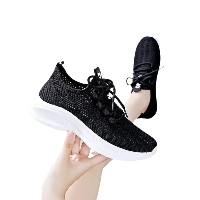Summer Hollow Mesh Women Sneakers Breathable Fly Woven Platform Thick Sole Height Boost Lightweight Daily Walking Trainers view 6