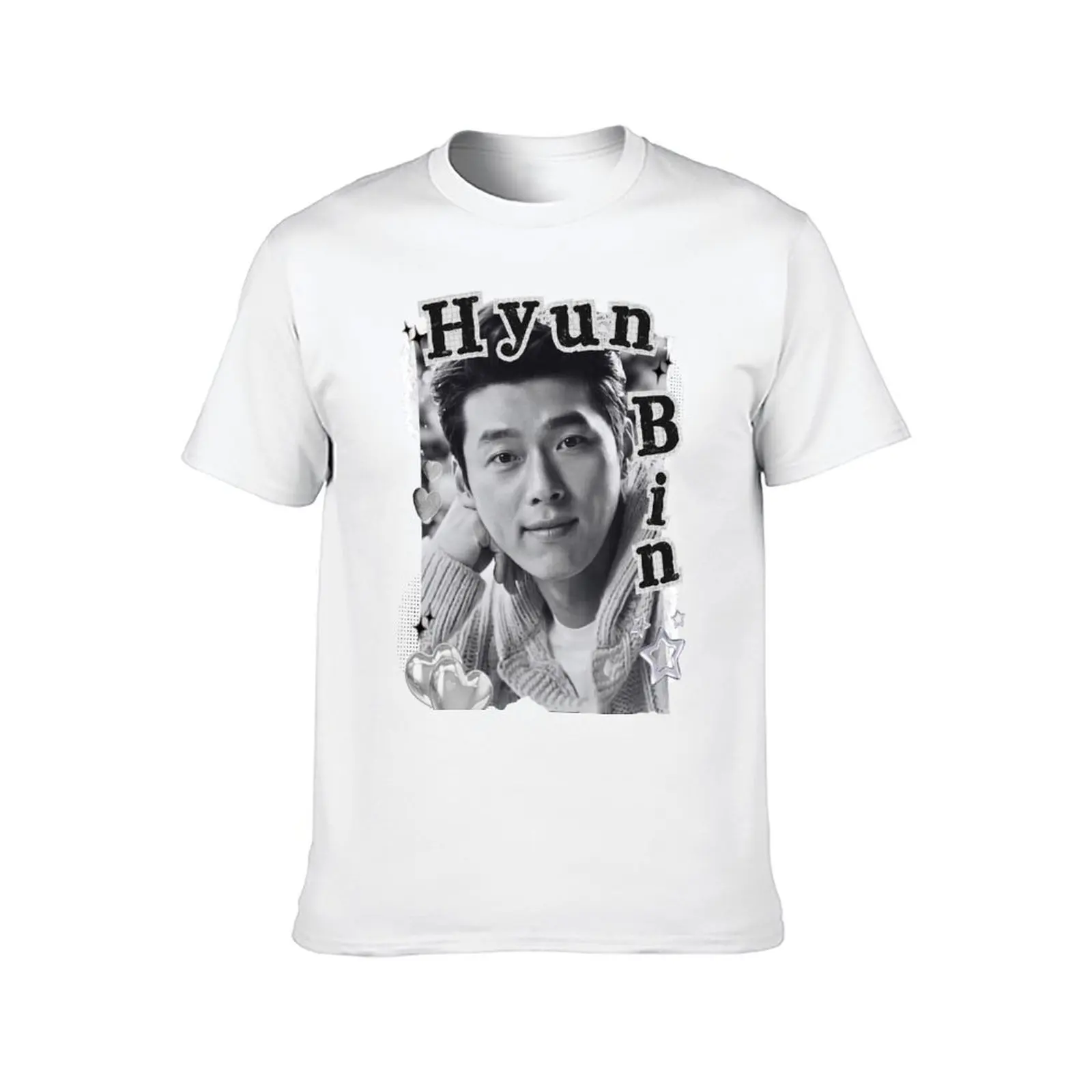 Hyun Bin Collage: Striking Black and White Art T-Shirt cotton t shirts man 100% t shirt custom print T-Shirt