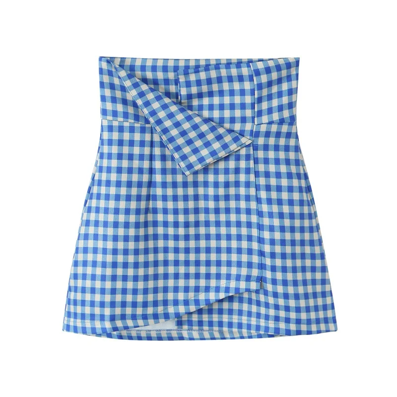 

Юбка А-силуэта с высокой талией, асимметричная, с поясом, летняя, универсальная, для женщин