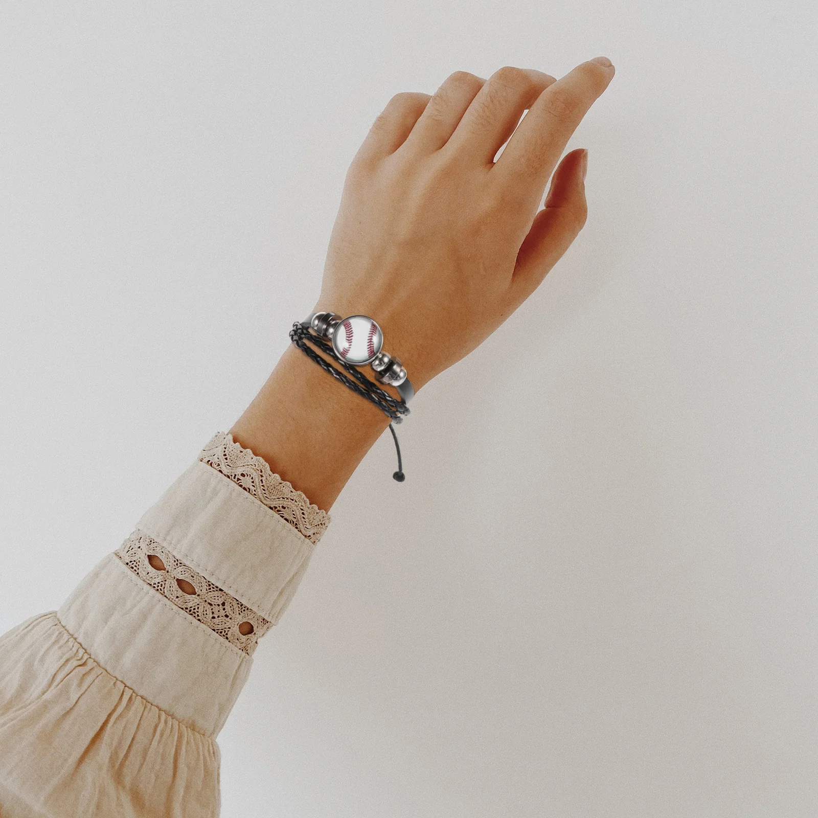 

2 Pcs Baseball Beaded Bracelets Delicate Braided Glass Beads Wrist Decor Gifts Anniversary Travel Employee Welfare