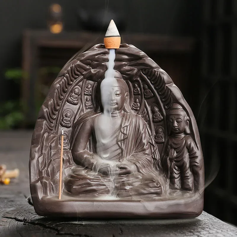 

1pc Purple Clay Backflow Incense Burner Home Decoration Craft Buddhist Temple Worship Incense Stick Burner (Without Incense)
