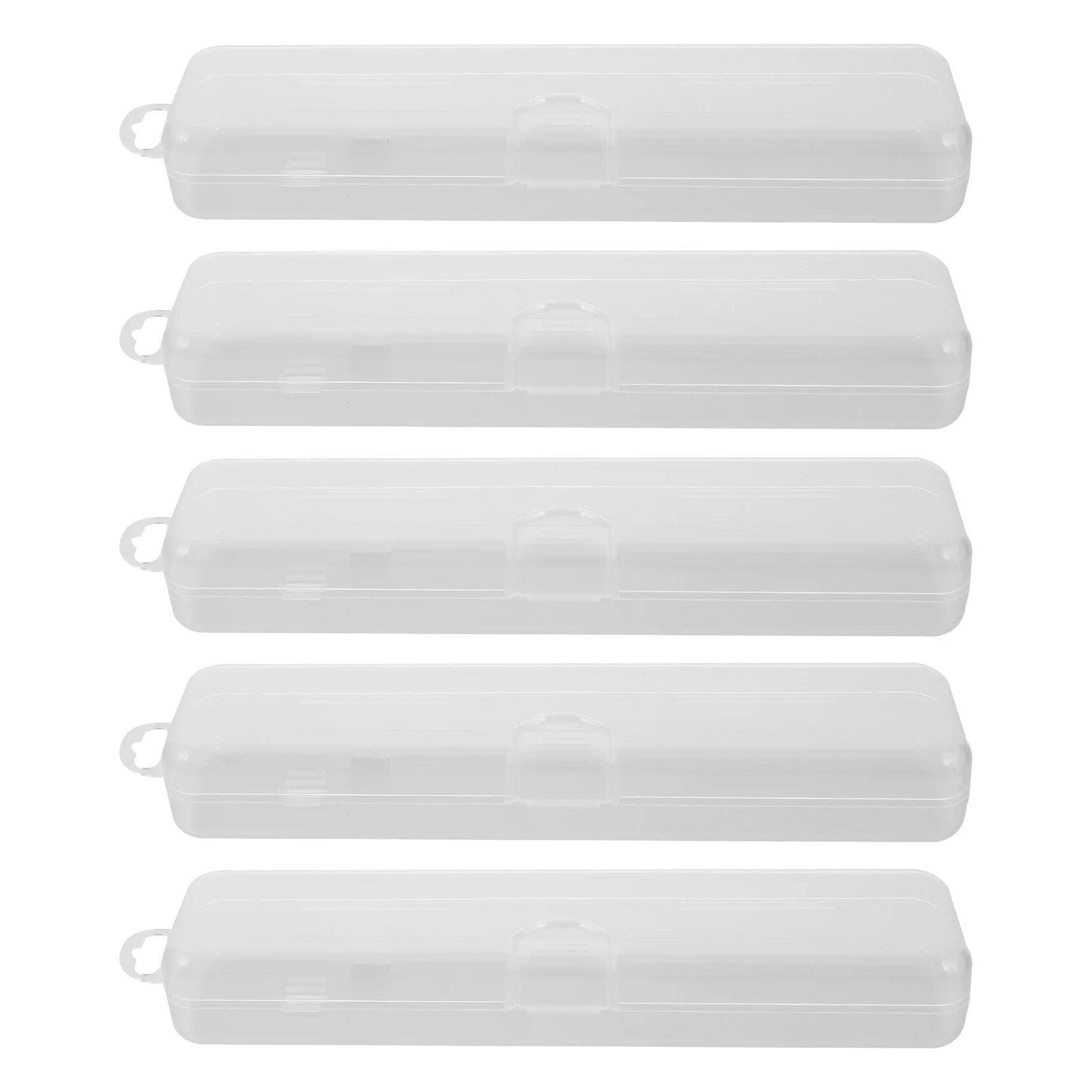 5 Pcs Portable Toothbrush Case Plastic Holders Rectangular Boxes Protective Covers Man Travel