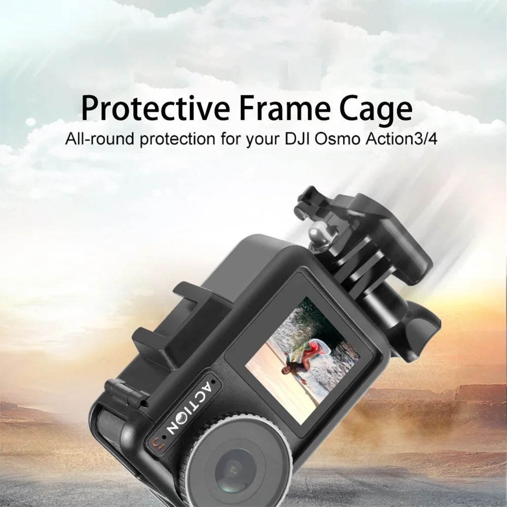 

For DJI Osmo Action 4/3 Vertical Plastic Protective Frame Cage with Cold Shoes Sports Camera Accessories