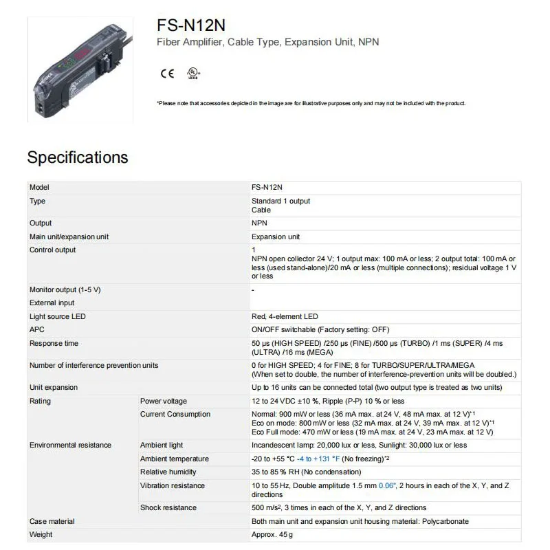 Новый оригинальный цифровой оптоволоконный датчик KEYENCE FS-N12N, оптоволоконный усилитель, выход NPN