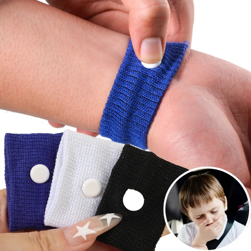 สายรัดข้อมือสำหรับเดินทางเครื่องบินรถยนต์ทะเลบรรเทาอาการคลื่นไส้ป้องกันอาเจียนสายรัดฝังเข็มนำมาใช้ใหม่สำหรับเด็กผู้ใหญ่กีฬาข้อมือสนับสนุน