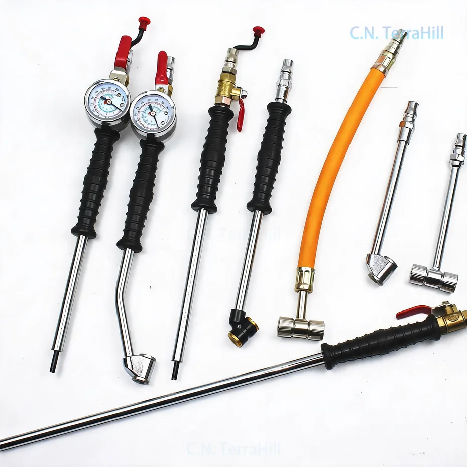 Tire Inflation Chuck with Quick Coupler, Hand Operated Air Chuck for Truck Tire Inflation, Heavy Duty Brass Air Chuck