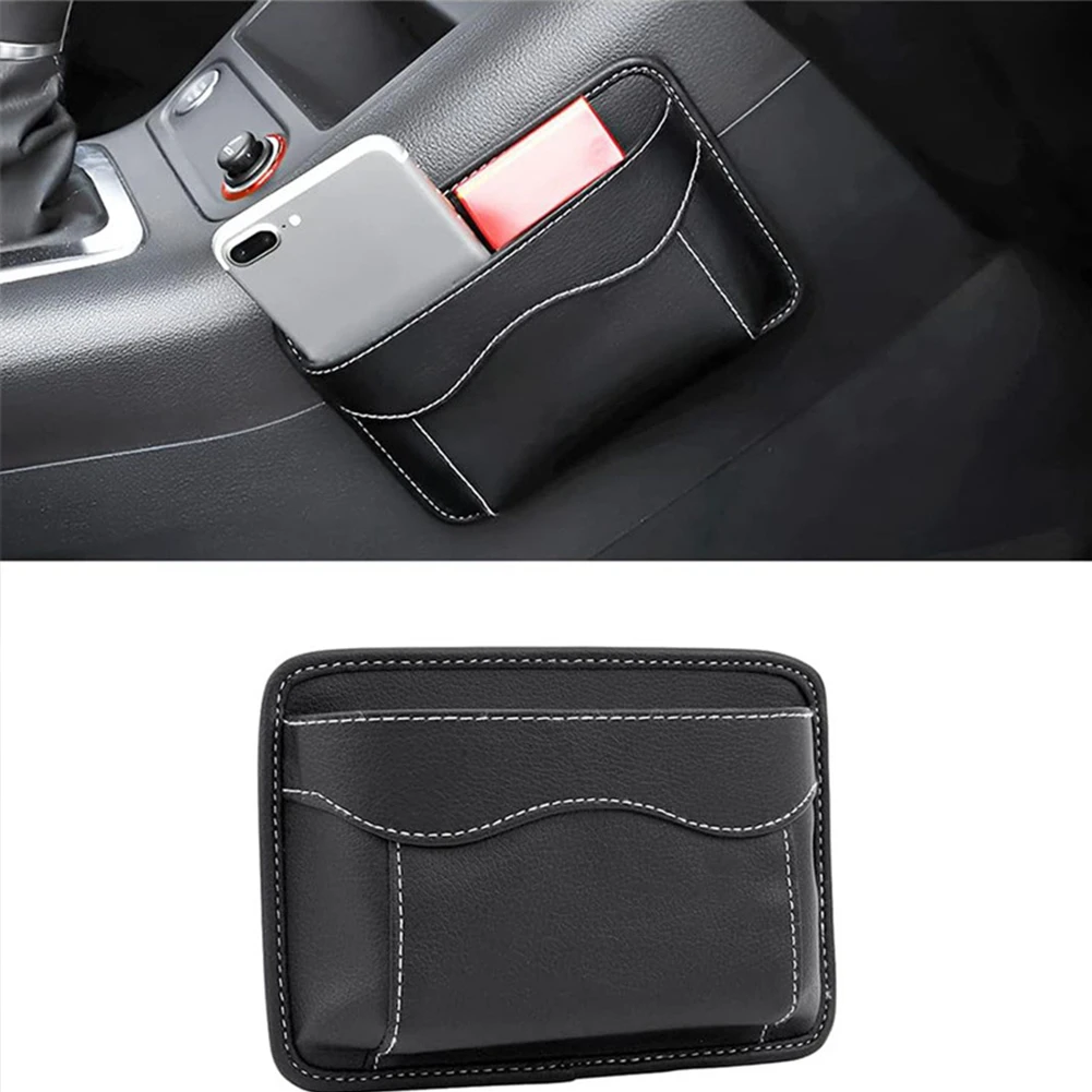 

Car Seat Gap Storage Pocket PU Leather Organizer Multi-functional Self-adhesive Center Console Storage Bag Phone Holder Pouch