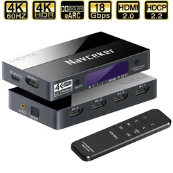 Mini 4x1 4K HDMI Switch Audio Extractor With ARC & Optical Toslink HDMI 2.0 Switch 4K 60Hz HDMI Switcher Remote For Apple TV PS4