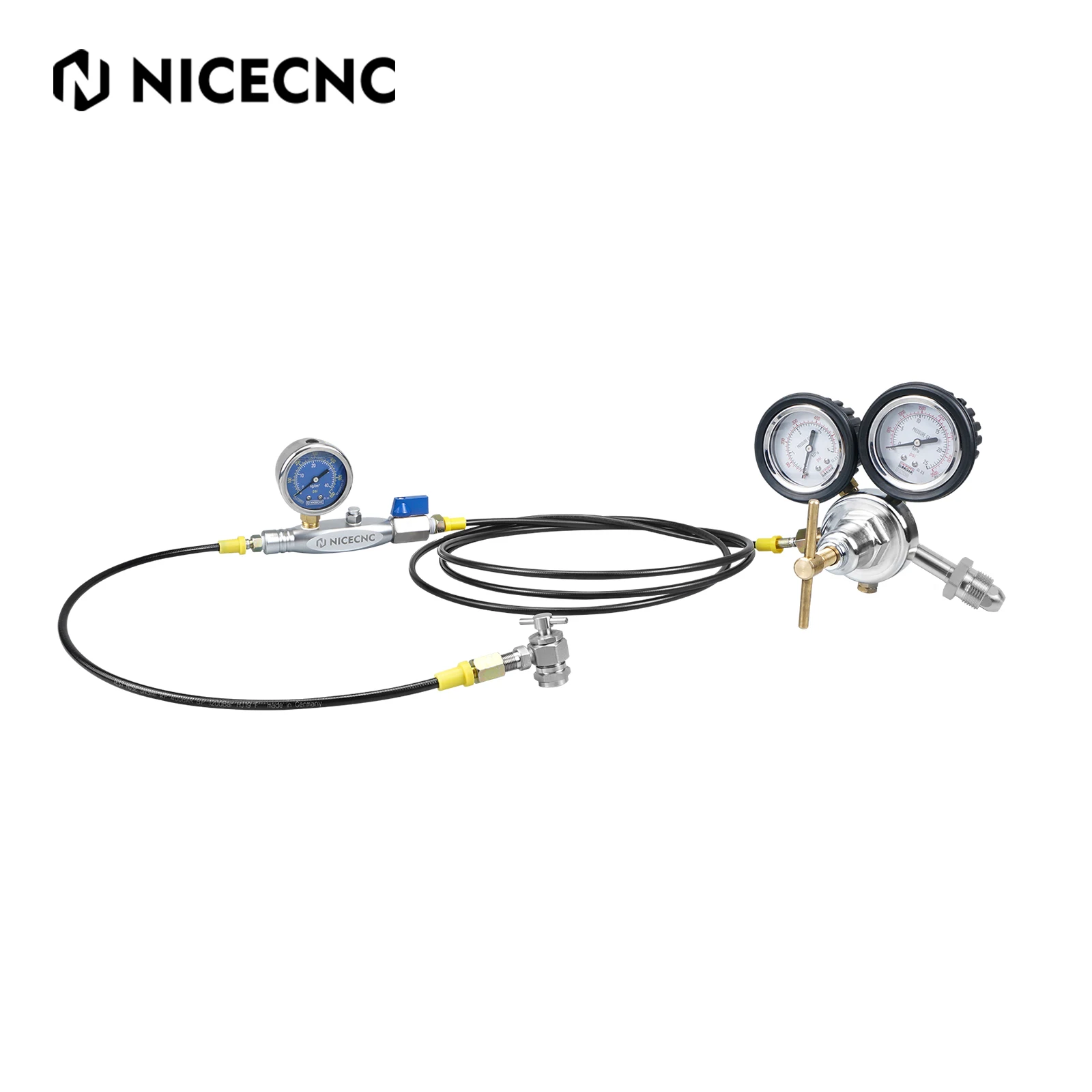 

Universal Shock Nitrogen Fill Tool Regulator Kit for Yamaha Polaris CanAm UTV Dirt bike w/ Schrader Valve FOX SHOWA KYB Shock