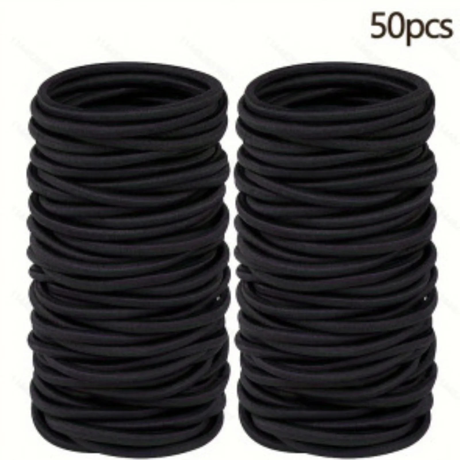 50PCS Hohe Elastizität Haar Bands Schwarz Nahtlose Gummibänder Verdickt Nylon Haar Seil Einfache Krawatte Haar Seil Grundlegende Haar seil – Detail 3