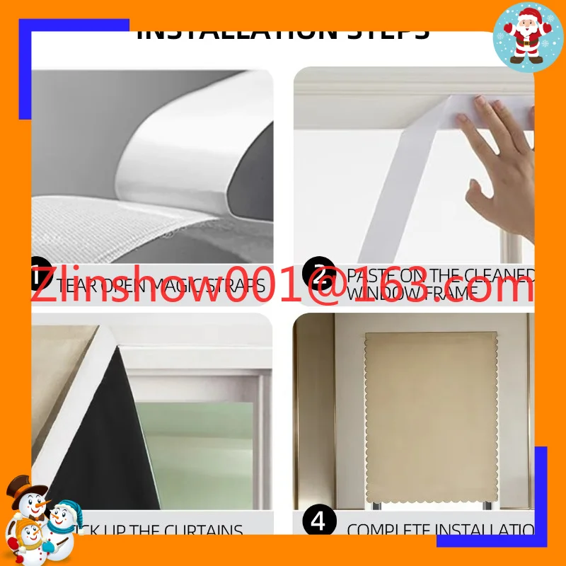 Cross-border Ready Stock 100% Blackout No-Drill Installation for Curtains Sun-blocking Heat-insulating Modern Bedroom Foreign
