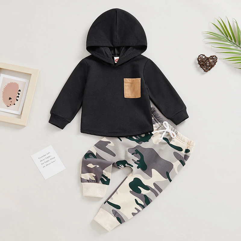 2022-12-12 Lioraitiin 0-3Years Baby Boys Tracksuit Outfits Long Sleeve Hooded Sweatshirt Elastic Camouflage Pants Suit