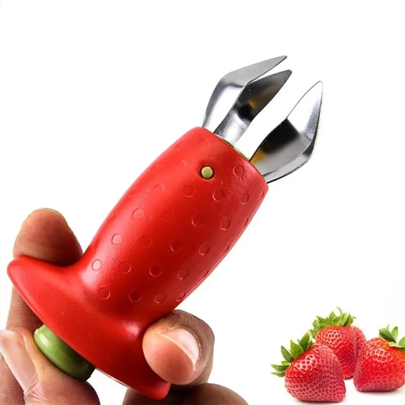 Best Strawberry Core Peeling Tool Metal Plastic Fruit Leaf Knife Stem Remover Gadget Hullers Salad Cake Make Kitchen Accessories