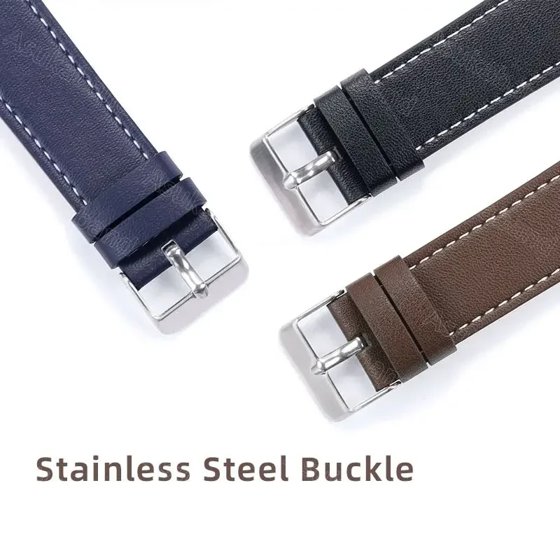 20mm 22mm Leather Watch Strap Band for Huawei Gt 2 3 Pro New for Samsung Galaxy Watch 4 for Amazfit GTR Bracelet Wrist Belt Blue