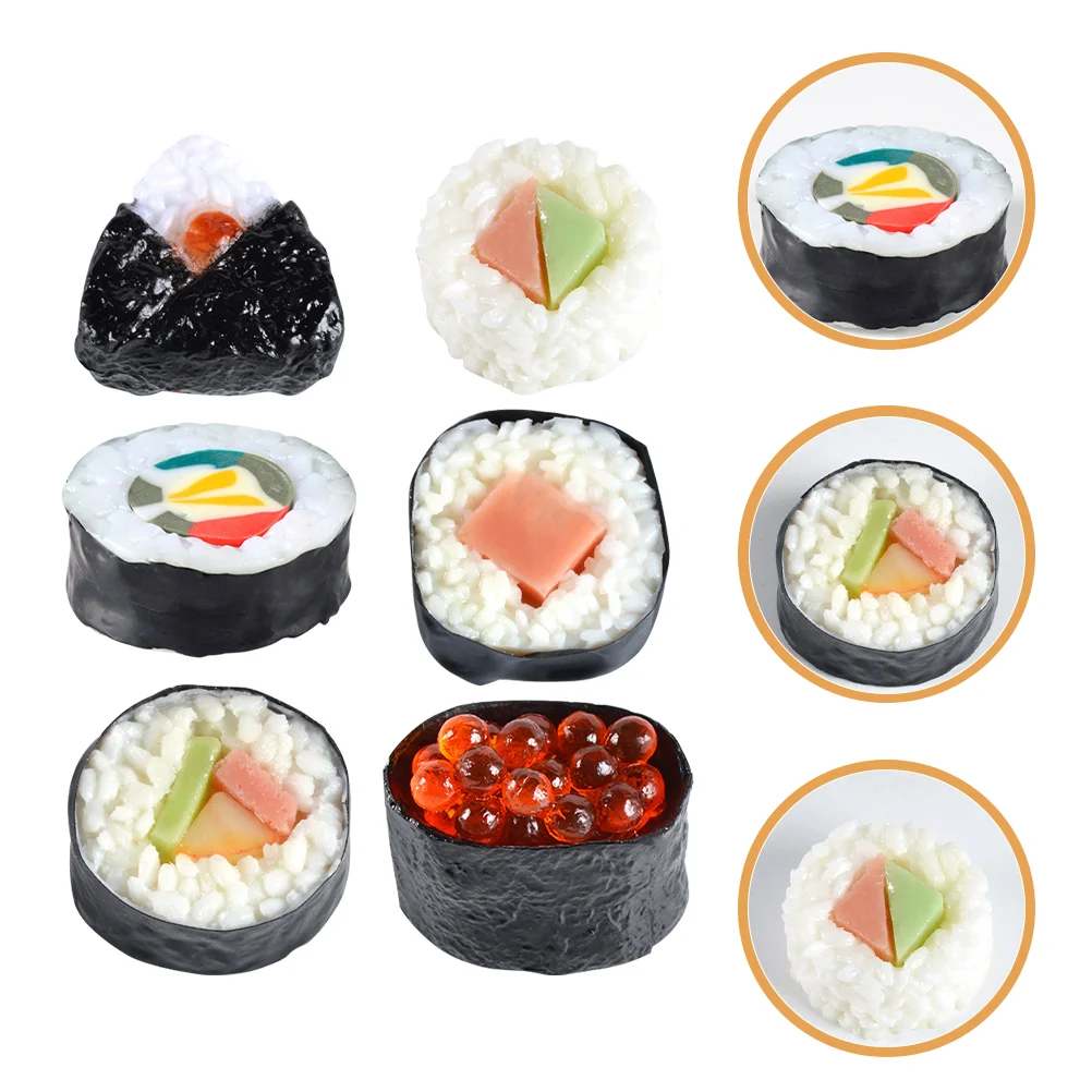 6 Pcs Japanese Decor Simulation Sushi Fake Food Decors Artificial Pretend for Kids