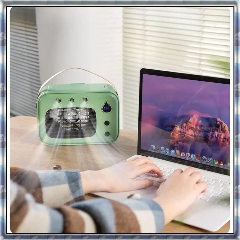 The New Rechargeable USB Portable Air Cooler With LED Night Light, Desktop Water Mist Fan For Home Use
