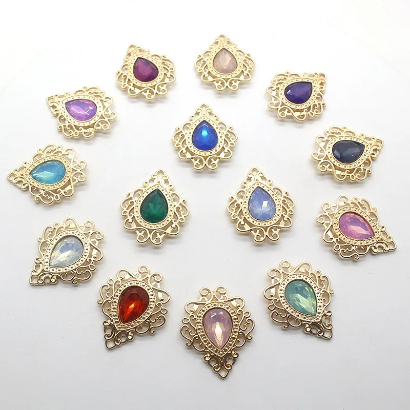 10Pcs 34*26MM Retro Resin Shield Alloy Accessories Diy Wedding Clothing Hair jewelry Decorative Accessories