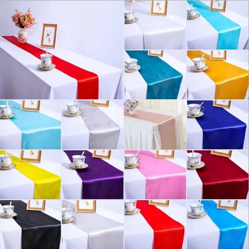 1pc Multicolor Satin Table Runner Autumn Table Runner For Dining Table Christmas Wedding Decoration Red chemble mariage 30*275cm