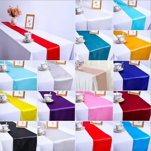 10pc Multicolor Satin Table Runner Autumn Table Runner For Dining Table Wedding Decoration Red chemble mariage 30*275cm