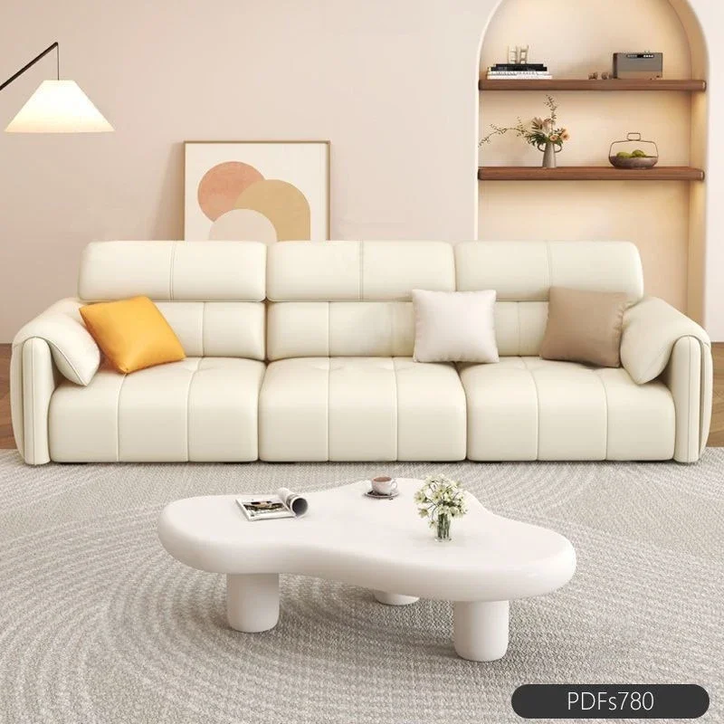 

Modern cream small apartment, simple light luxury high-end, elephant ear sofa
