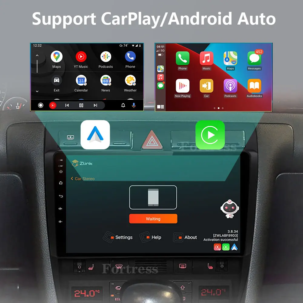 2 Din Android 14 Car Radio Carplay Auto For Audi A6 C5 1997 - 2004 S6 2 1999 - 2004 RS6 1 2002-2006 Multimedia Player GPS DVD