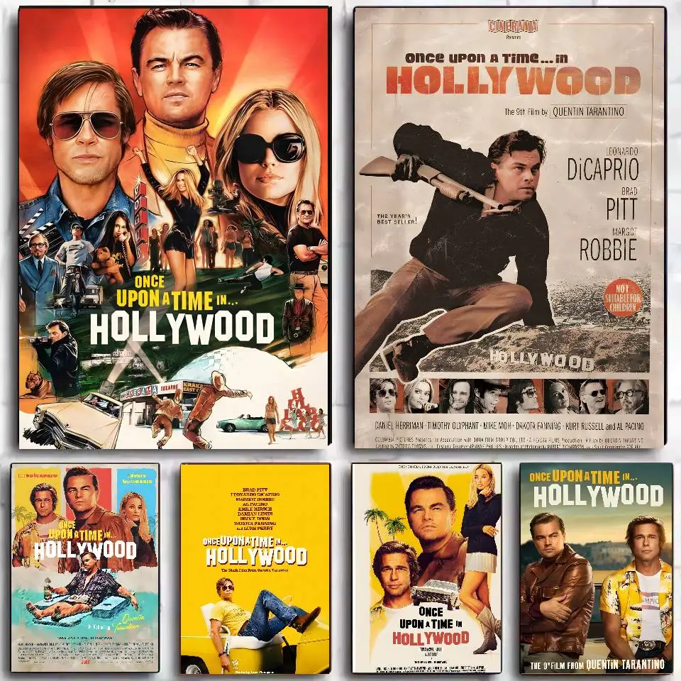 Póster de O-Once Upon a Time in Hollywood, arte autoadhesivo, pegatina de papel impermeable, decoración de pared para cafetería, Bar, dormitorio