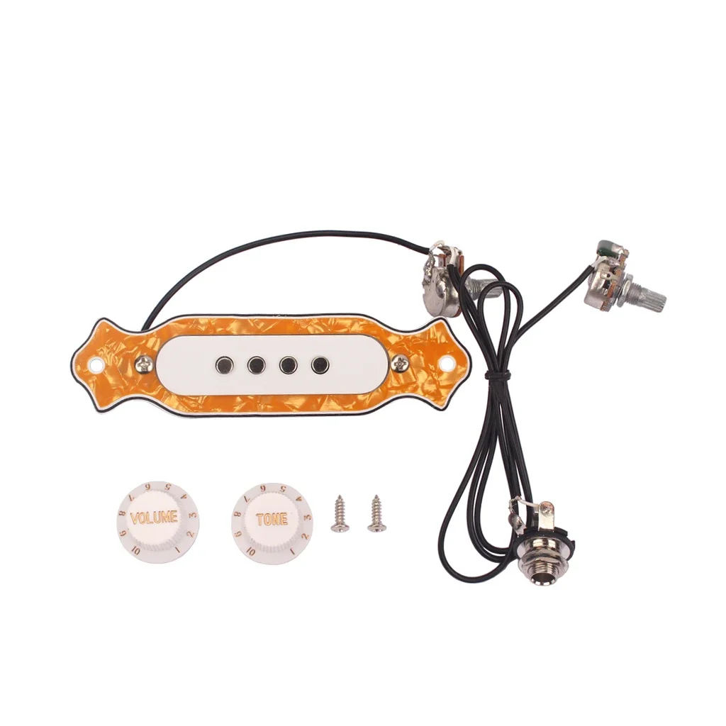 

yellow Pearl Sound Hole Magnetic Pickup for Folk Acoustic Electric Guitar
