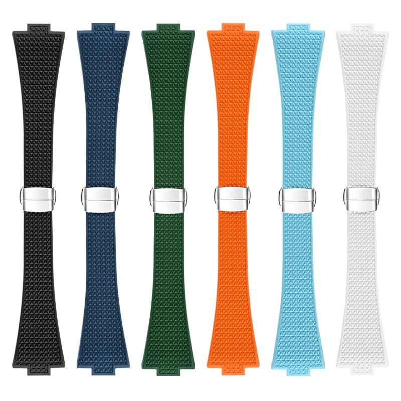 ل تيسو PRX T137 FKM ساعة 11 مللي متر 12 مللي متر الرجال النساء حزام الساعات فلوروروبر سوار الإفراج السريع للطي المشبك حزام معصمه