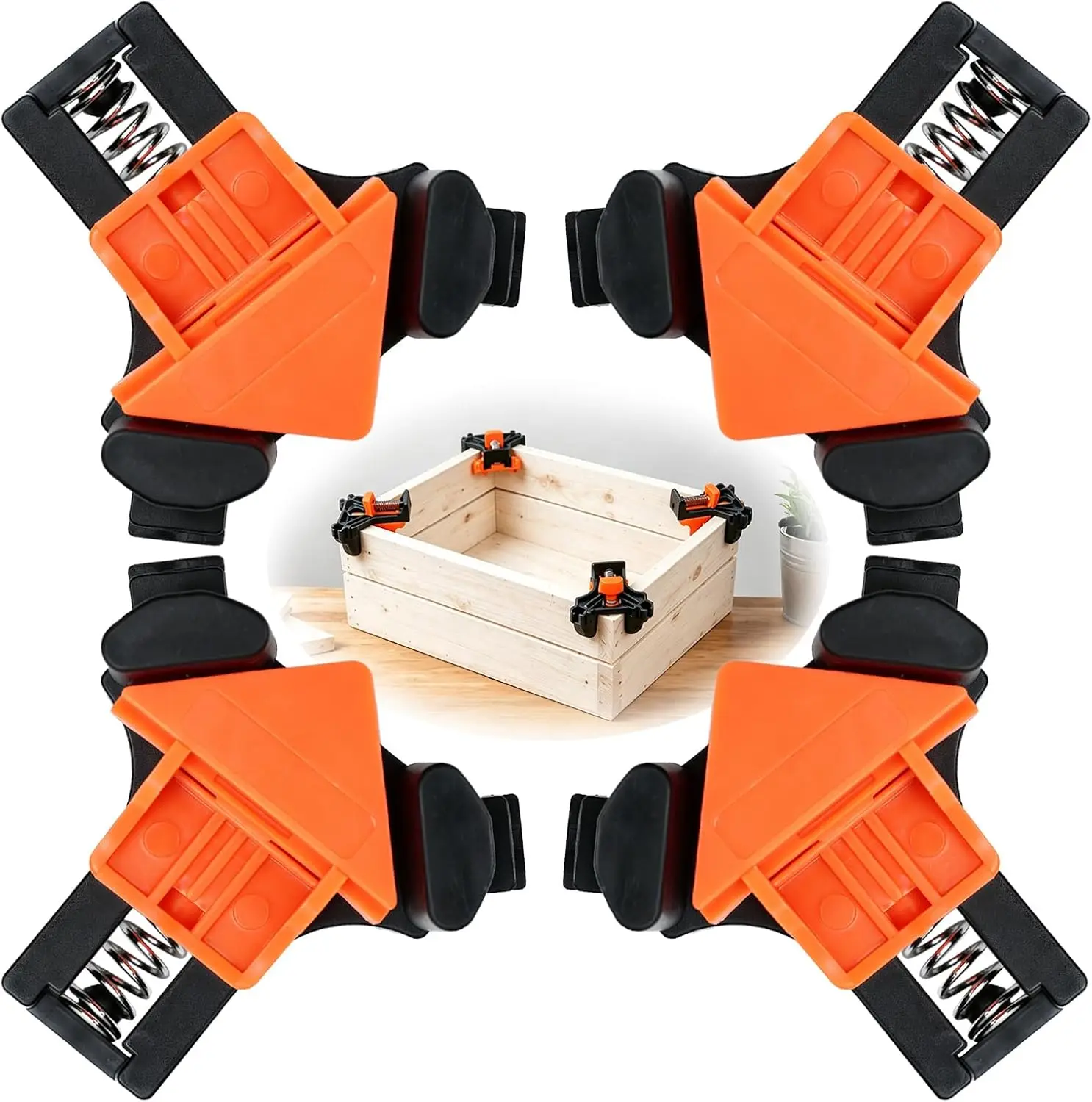 1pc 4pcs Adjustable Corner Clamp for Woodworking,Reinforced Spring Lock 90-Degree Angle Clamps,For Frames,Cabinets,Furniture,DIY