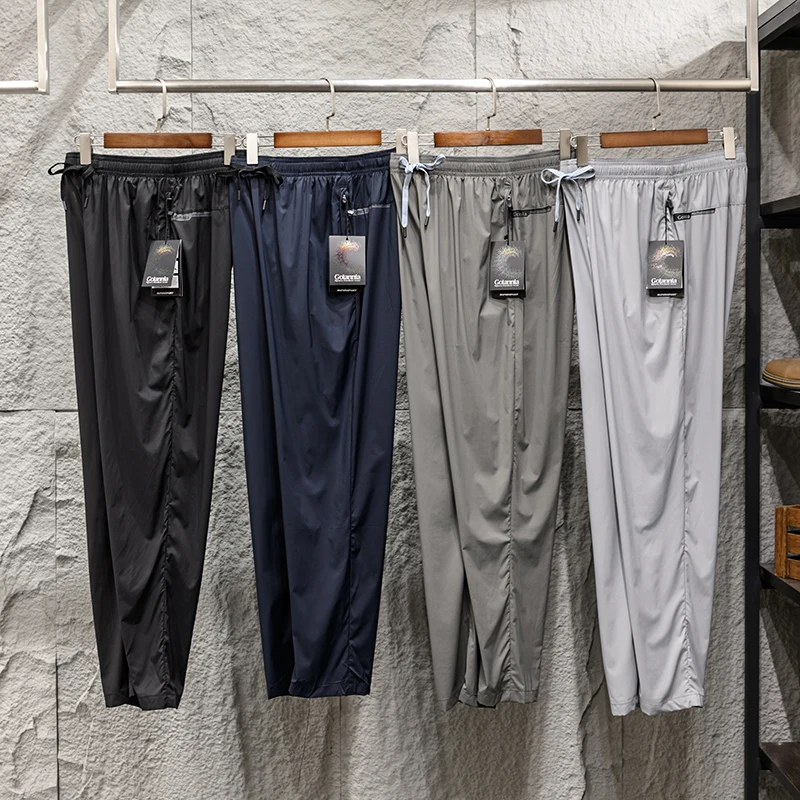 

Мужские легкие дышащие брюки Ice Sensation с эластичным поясом, тянущимся в четырех направлениях, в повседневном городском стиле, модные, длинные