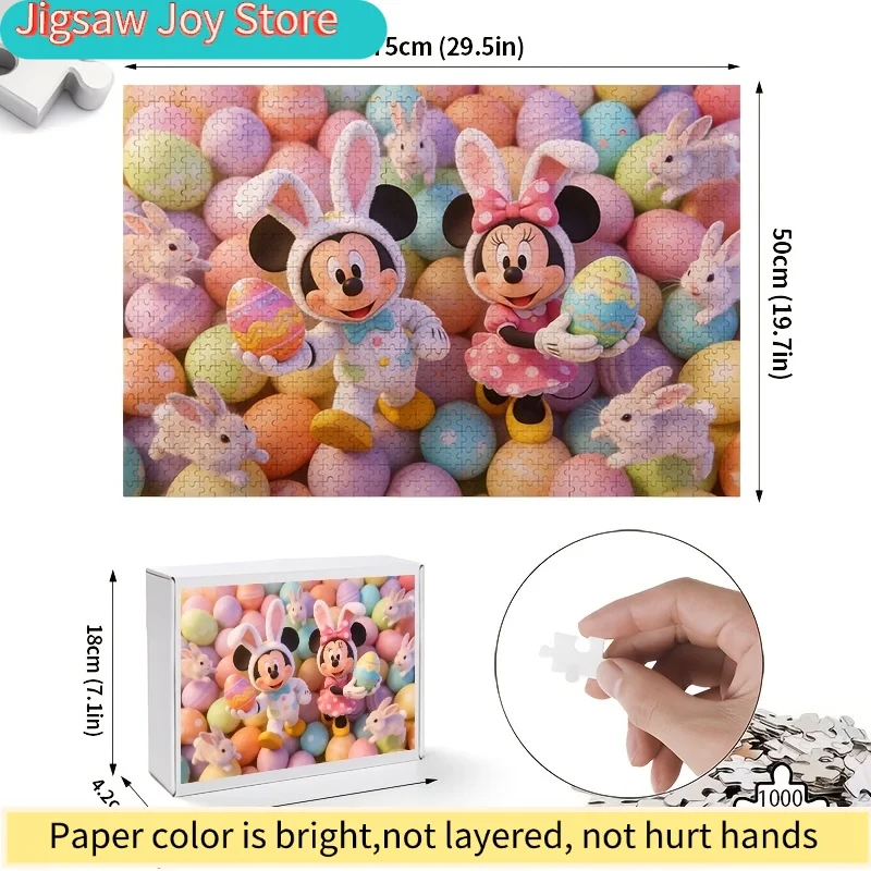 Puzzle Disney Mickey & Caccia alle Uova di Pasqua - 1000 Pezzi, Gioco di Coppia, Sfida Mentale per Adulti e Famiglie, Decorazione Primavera/Pasqua