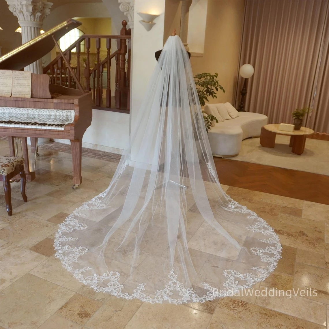 

Cathedral delicate lace wedding veil, lace veil, fairy bridal veil, custom handmade veil