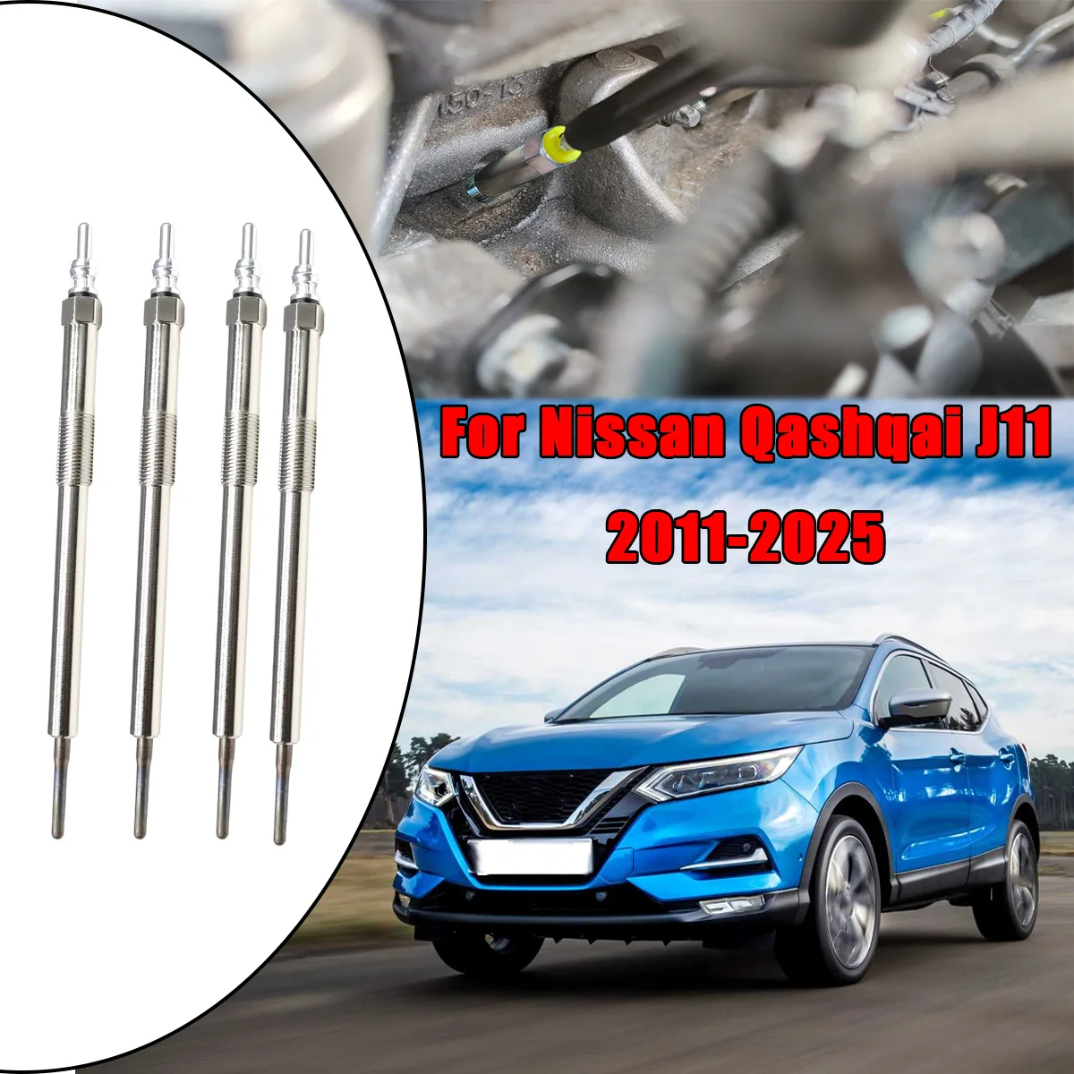 

4PCS Diesel Heater Nickel Plating Glow Plugs 4.5V 1106500Q0H 1106500Q0K For Nissan Qashqai J11 2011 2012-2025 1.6 dCi 1.7 dCi