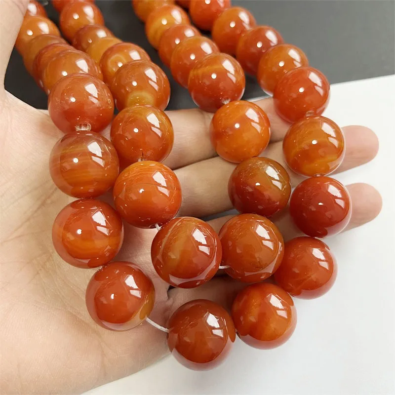 Imagem -05 - Grande Laranja Vermelho Sardonyx Tarja Ágata Gem Pedra Preciosa de Seda Minerais Cura Energia Natural Grânulos de Pedra para Fazer Jóias Diy 20 mm