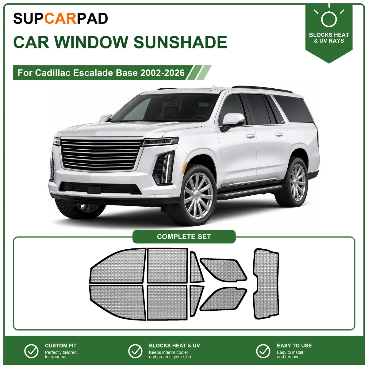 For Cadillac Escalade Base 2002-2026 Full Set Car Window Sunshades UV Block Privacy Heat Insulated Foldable Car Curtain