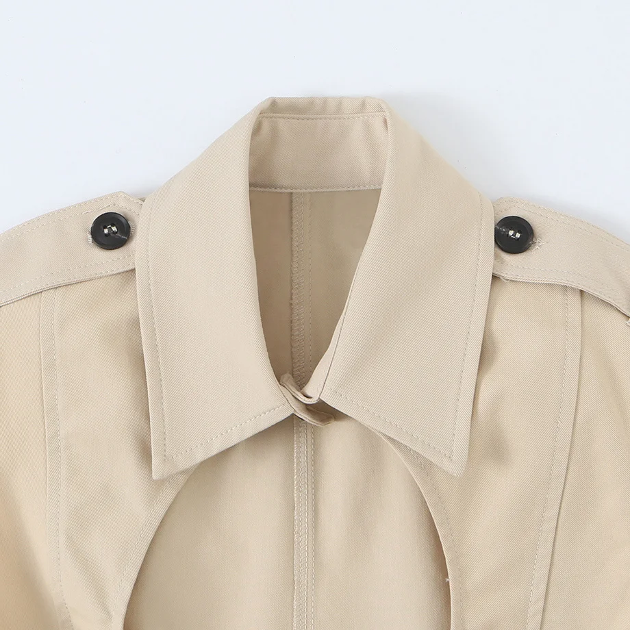 KASLEAD New Women's High-End Feel Split Coat Fabric Top Polyester Acrylic Material Flip Collar Single Button Regular Length