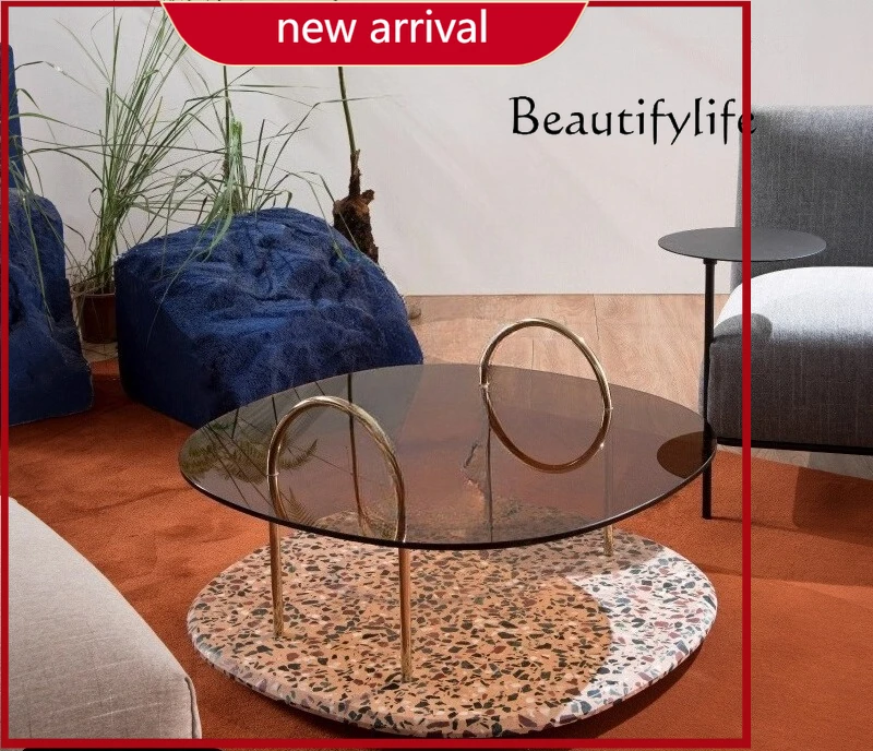C Mesa de centro nórdica de vidrio templado para sala de estar, diseño de piscina, mesa de centro cuadrada de mármol para apartamento pequeño