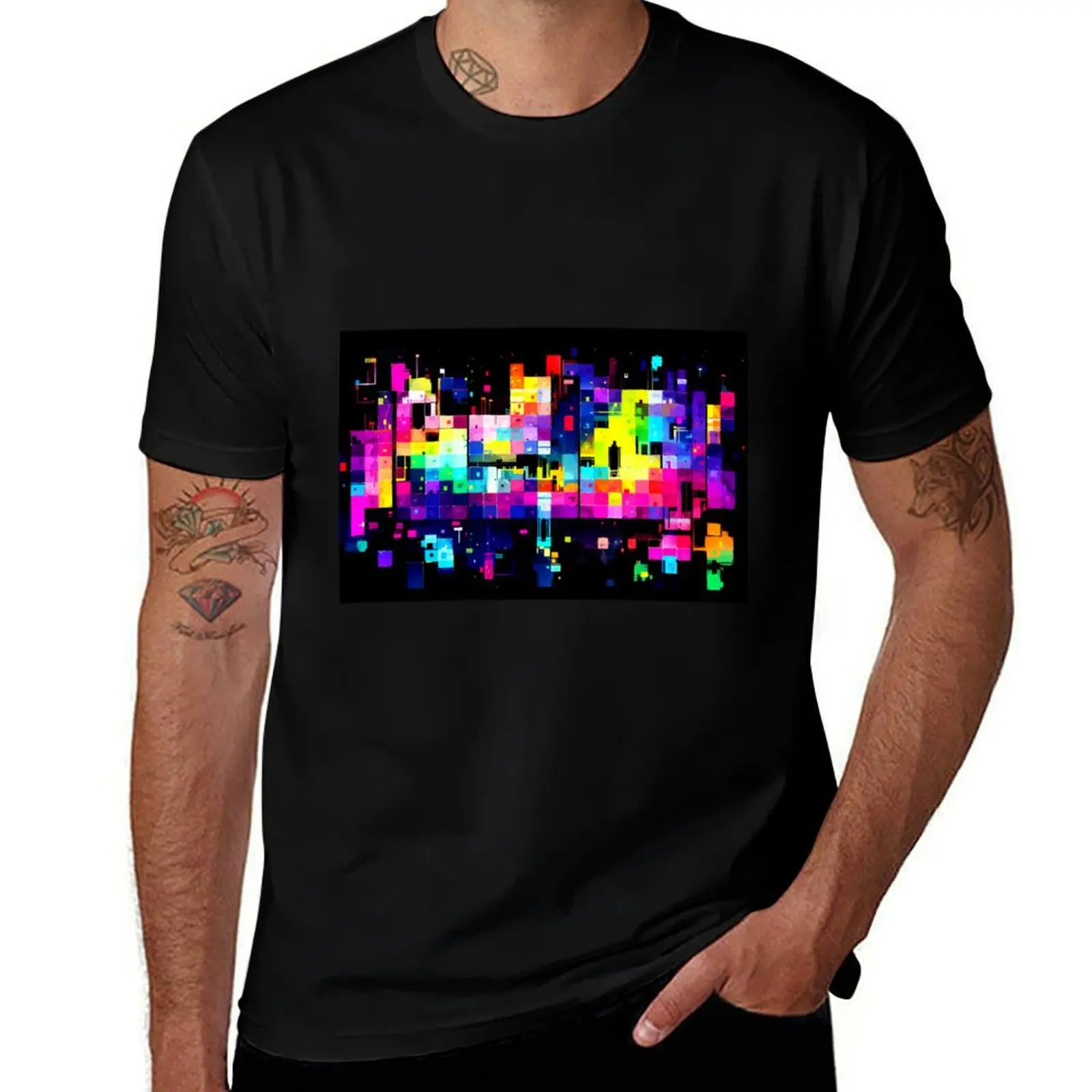 Digital collage, Rainbow color splash series serie3 T-Shirt Outdoor Work Short Sleeve Top