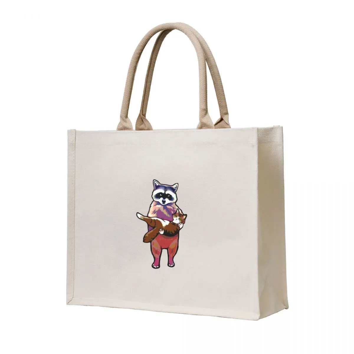 

ICONIC Raccoon Holding Cat Meme Tote Bag tote bag men Woman shopper bag canvas tote personalized