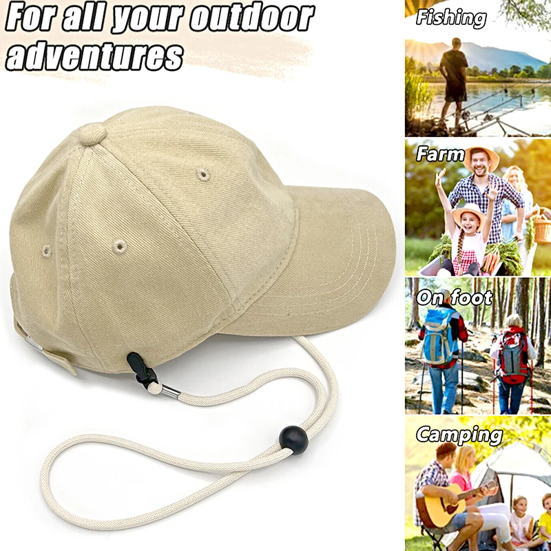 Removable Elastic Anti-Lost Windproof Hat Rope With Buckle Closure Lightweight Adjustable Sun Hat Lanyard Strap Retainer