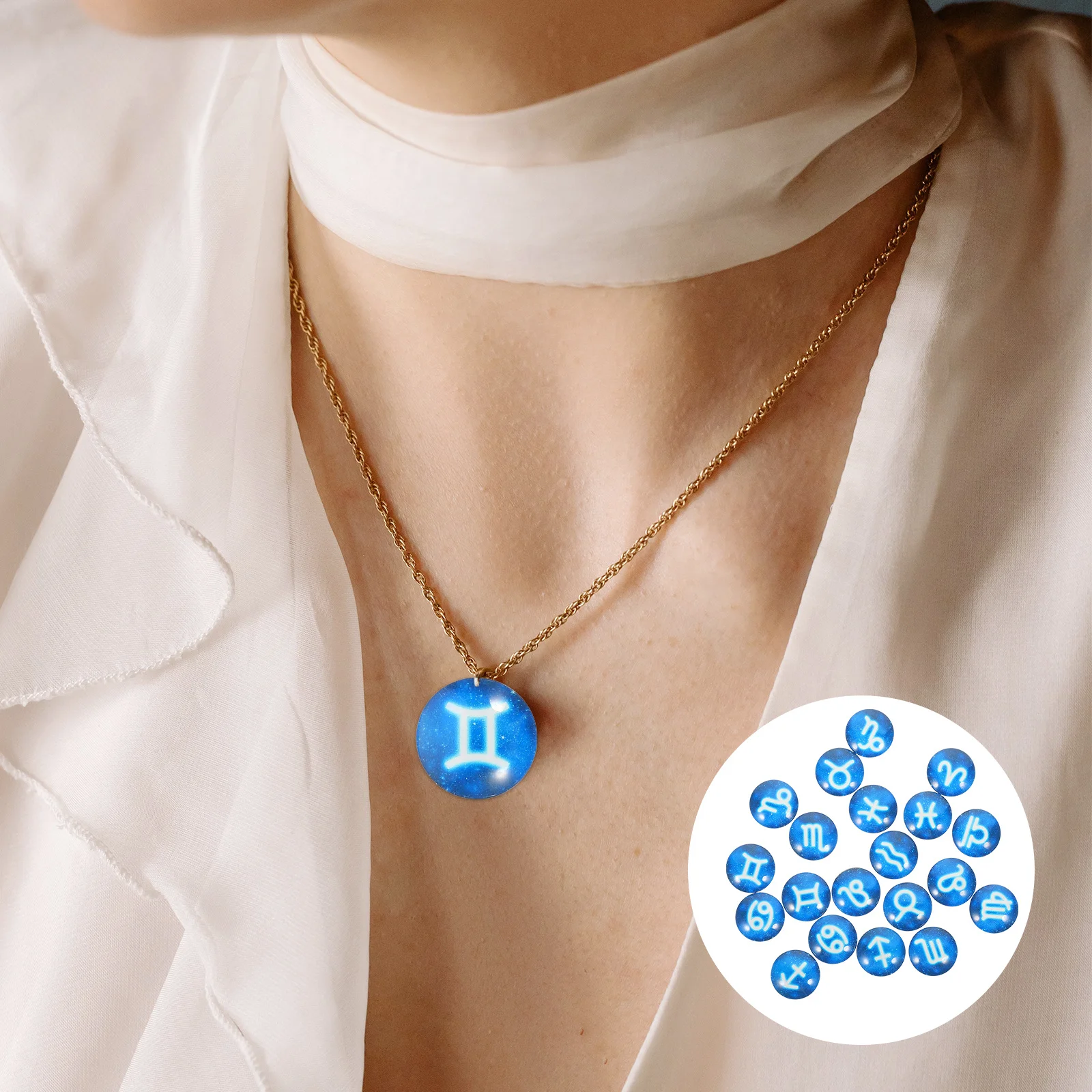 

20Pcs 12-Constellation Zodiac Sign Cabochons Flat Glass Dome Gems for DIY Craft Lovers and Jewelry Designers Pattern Cabochons