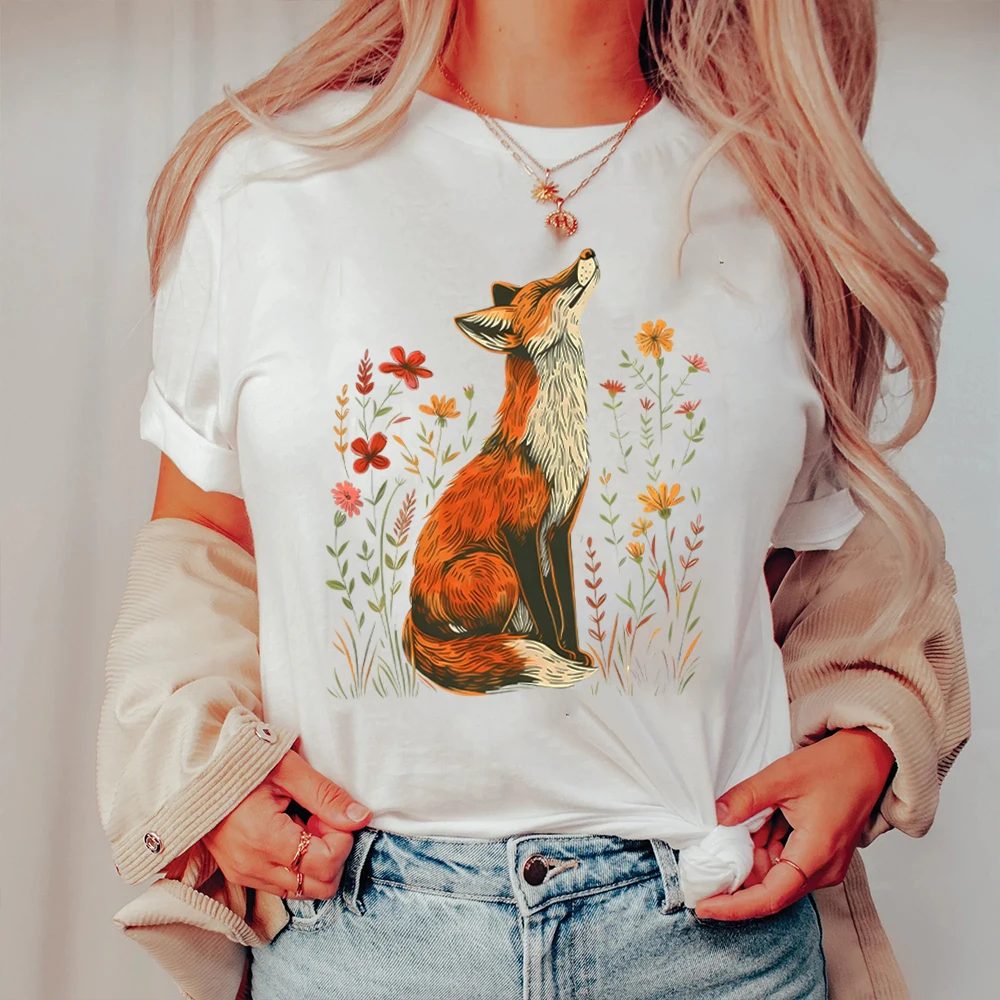 Comfortable Retro Fox Lightweight Casual Y2K Women Clothing Fashion Graphic T Shirts Summer Streetwear Personality Aesthetic