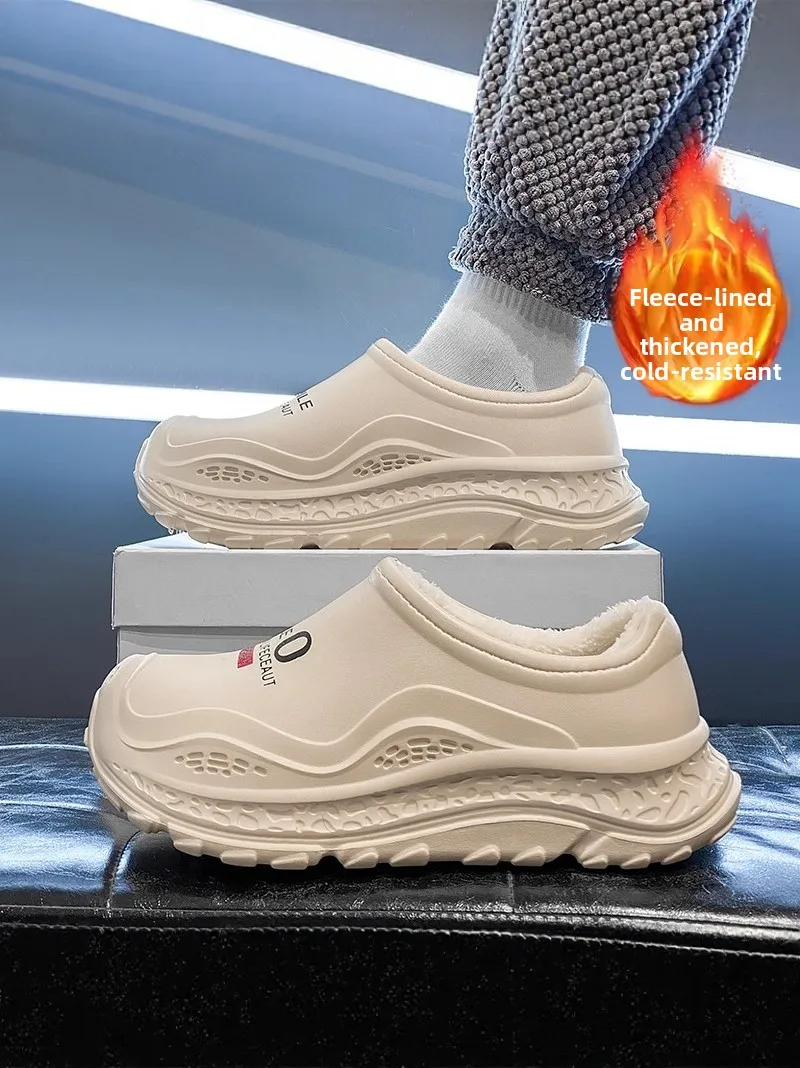 

Мужские зимние тапочки Fce на подкладке, водонепроницаемые противоскользящие тапочки большого размера, повседневные спортивные тапочки из материала EVA