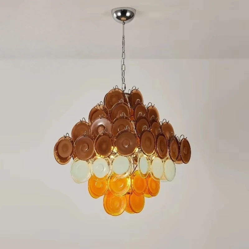

Vintage Murano Glass Chandelier For Dining Room Decor Italian Glass Art Pendant Light For Living Room Villa Indoor Lighting