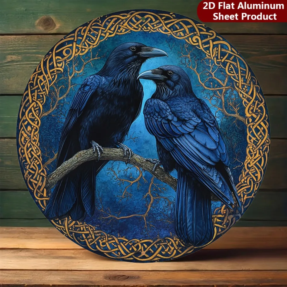 CIFbuy Vintage Celtic Raven Gothic Aluminum Wall Art Waterproof Wear Resistant Living Room Bedroom Entryway Office Cafe  Decor