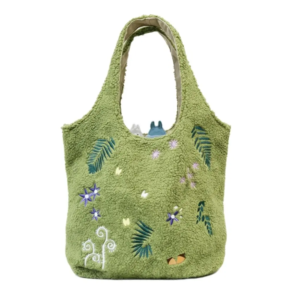 

Lamb Wool Embroidered Lamb Bag Green Cartoon Messenger Bag Square Shape One-Shoulder Handbag Leisure Activities