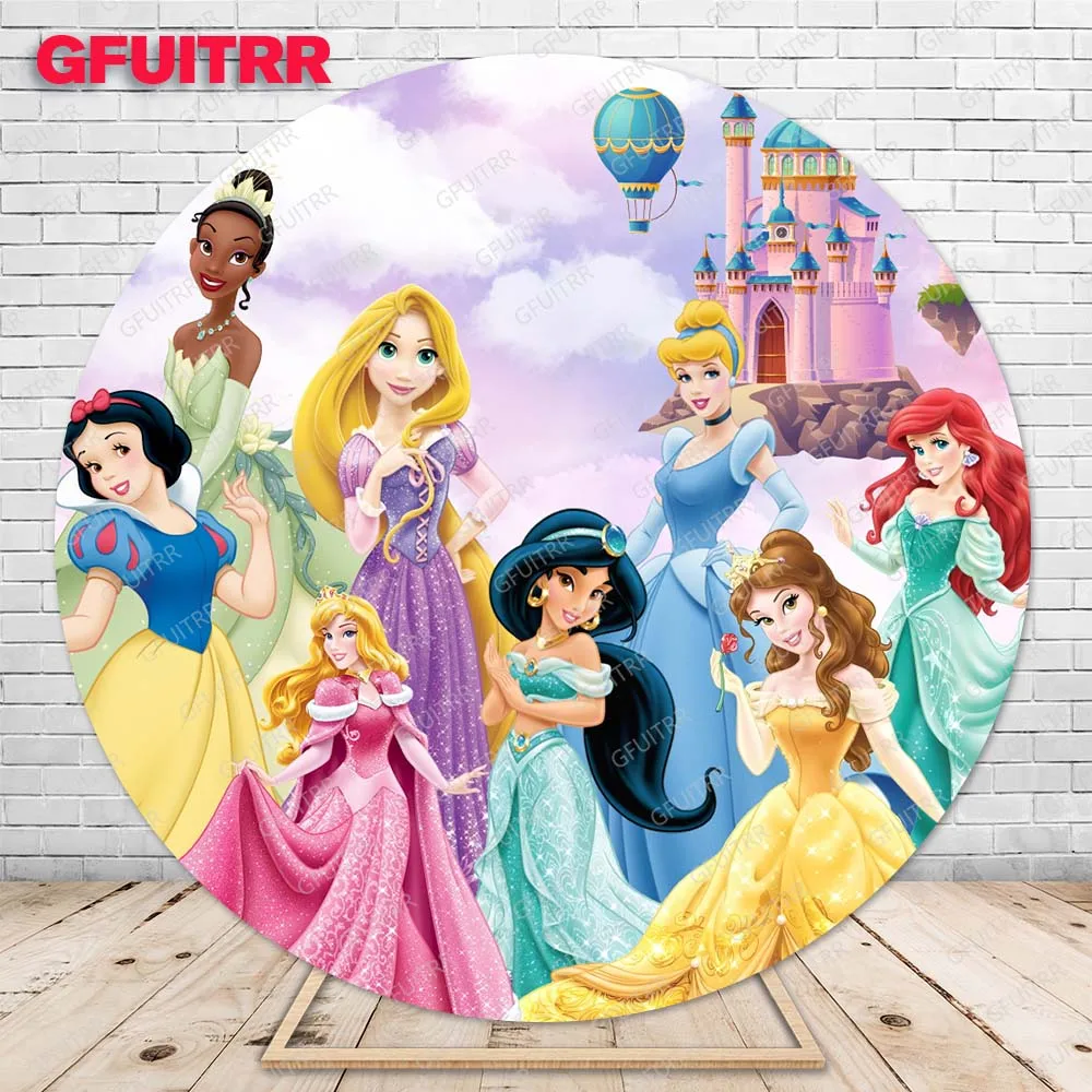 Disney Princess Theme Round Background Girls Birthday Party Decoration Photo Baby Shower Flowers Circle Background Booth puntelli