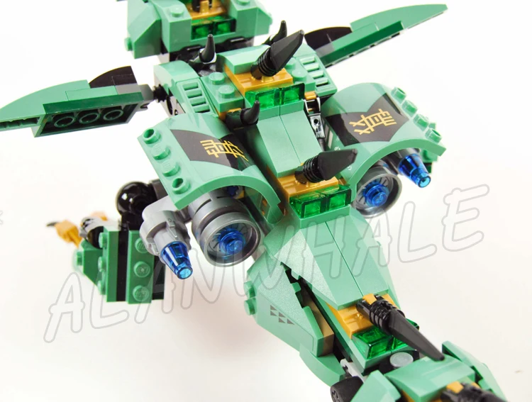 573 قطعة Shinobi Green Mech Dragon يمكن وضعها بالكامل على الجسم ذيل Garmadon 10718 ألعاب مكعبات البناء متوافقة مع النموذج #4