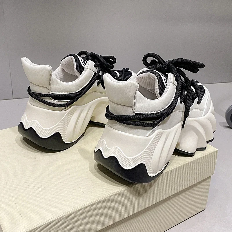 Fashion Women Chunky Sneakers High Platform Ulzzang Sports Shoes New 2023 Autumn Thick Bottom Women's Wedge Casual Shoes