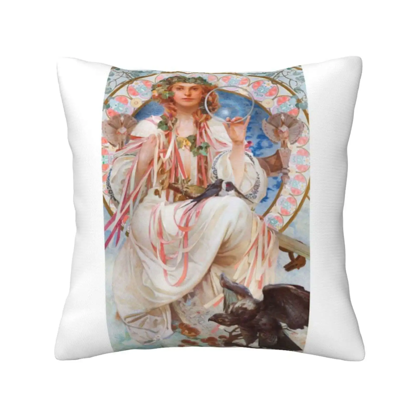 Slavic , Mucha 01 Fashion Sofa Throw Pillow Cover Pillowcase Alphonse Mucha Alfons Maria Nouveau Czech Painter Woman Flowers